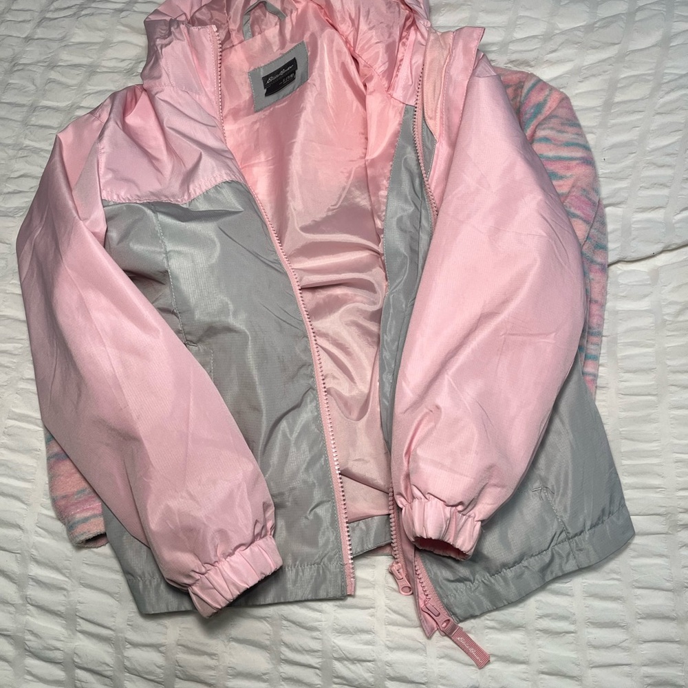 Eddie Bauer Kids Girls 7/8 Dual Layer Coat – Pink & Gray